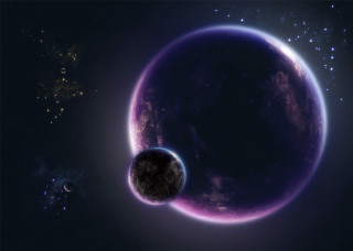 Purple black planet small background - planet free wallpaper