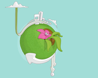 Cartoon character holding pink flower - a pink flower free wallpaper