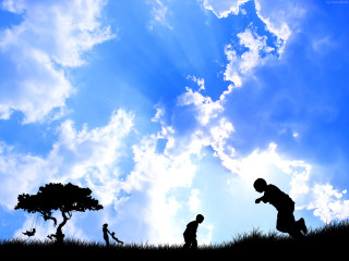 People playing grass blue sky - a group of people playing free wallpaper