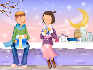 Boy girl bench gift moon 2 - a gift free wallpaper