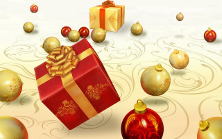 Red gift box gold bow 2 - a white background free wallpaper