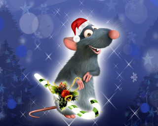 Cartoon mouse santa hat candy 2 - a cartoon mouse free wallpaper