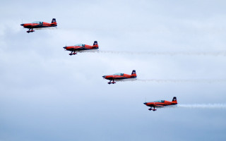Four airplanes flying formation smoke 2 - the back of them free wallpaper