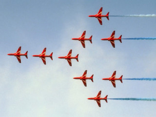 Planes formation smoke sky flying - the back of them free wallpaper