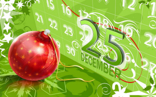 Red christmas ornament green calendar 2 - number free wallpaper