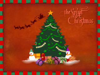 Christmas tree presents santa sleigh - a santa clause free wallpaper