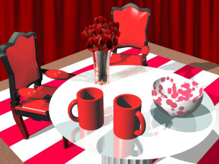 Table vase flowers red chairs 4 - a vase of flowers free wallpaper