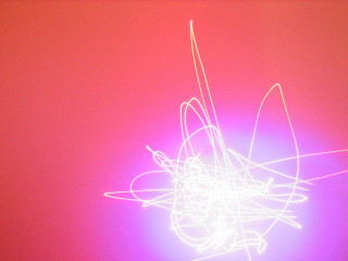 Blurry flower red background blue 4 - neon free wallpaper