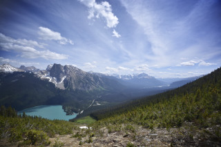 Mountain lake high view trees - a high point of view free wallpaper