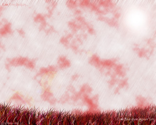 Red white field grass clouds 2 - matte fantasy painting free wallpaper