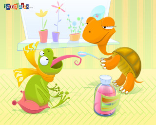 Cartoon turtle brushing teeth toothbrush - its tooth free wallpaper