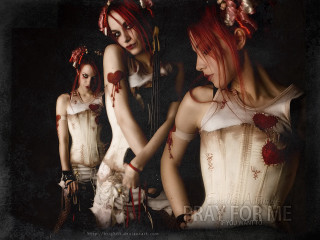 Woman red hair mirror blood - herself free wallpaper