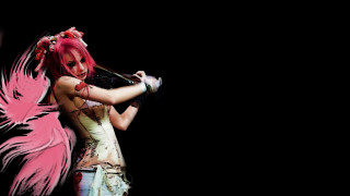 Woman pink hair feathered dress - theatrical free wallpaper