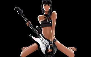 Woman guitar sitting ground legs 4 - a guitar free wallpaper