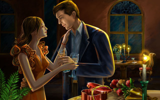 Man woman wine glasses looking 2 - a man and woman free wallpaper