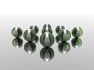 Green balls white reflection raytraced - caustic free wallpaper