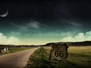 Road sign cow grass night - a road sign free wallpaper