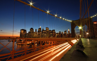 Bridge city skyline night long - a city skyline in the background free wallpaper