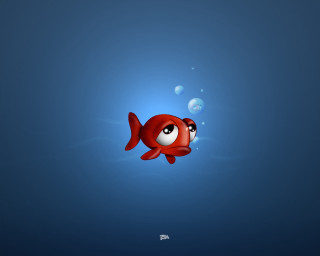 Red fish big eyes swimming - lostfish free wallpaper