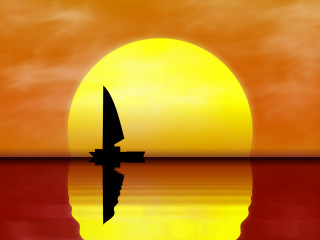 Sailboat silhouette sunset water reflection - a reflection of the sun free wallpaper