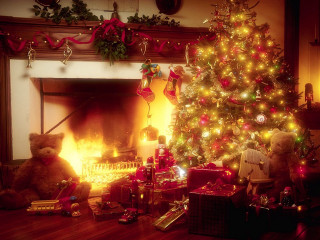 Christmas tree presents teddy bear 2 - a teddy bear free wallpaper