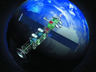 Satellite in earth atmosphere middle - a satellite satellite free wallpaper