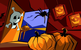 Halloween spider pumpkins mirror cat - bruce timm free wallpaper