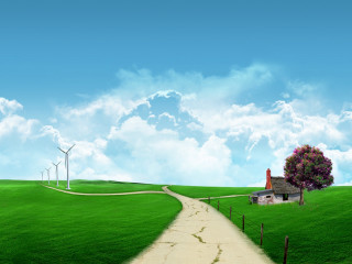 House hill path windmills distance 8 - a path free wallpaper