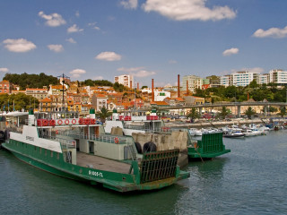 Ferry boat docked harbor city - a harbor free wallpaper