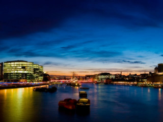 City skyline river bridge night 10 - a river and a bridge free wallpaper