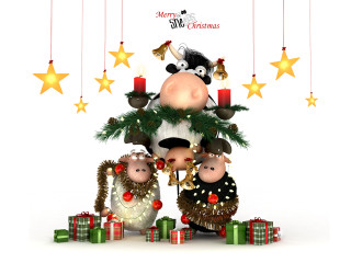 Animals christmas decorations candles white 3 - a couple of animals free wallpaper