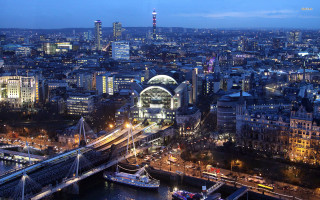 Cityscape bridge river skyline night - christopher wren free wallpaper