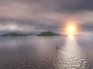 Boat floating water cloudy sky 2 - a body of water under a cloudy sky free wallpaper