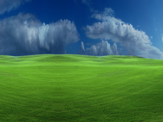 Green field blue sky clouds 38 - the hill free wallpaper