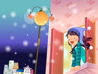 Girl window streetlight bokeh hat 2 - evaline ness free wallpaper