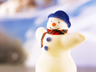 Snowman blue hat scarf arms - claymation free wallpaper