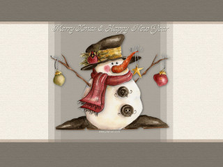 Snowman hat scarf carrot star - his nose free wallpaper