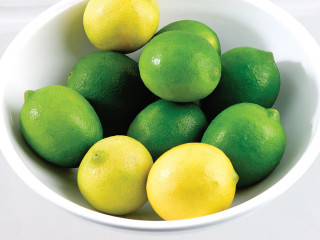Bowl lemons limes white tablecloth 2 - a lime free wallpaper