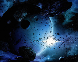 Blue planet space art matte - smaller free wallpaper