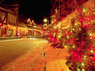 Christmas street cityscape ferriswheel tree - evgeny lushpin free wallpaper
