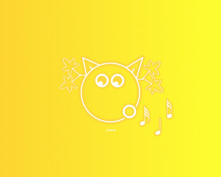 Yellow cat music notes ears - nose free wallpaper