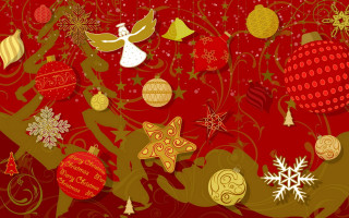 Christmas tree ornaments bird background - folk art free wallpaper