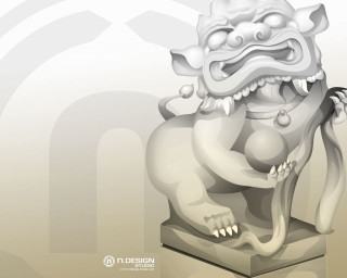Lion statue large head large - a large tail free wallpaper