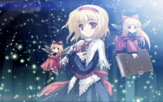 Anime girls snow luggage cat - luggage free wallpaper