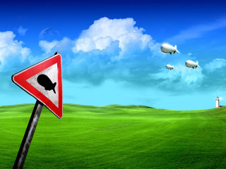 Red white sign green field 5 - a green field next free wallpaper