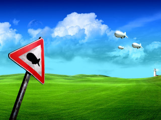 Red white sign green field 6 - a green field next free wallpaper