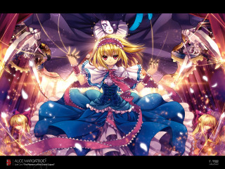 Anime character stage sword demon - her hand and a demon in the background free wallpaper