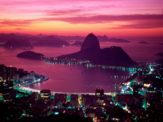 City night mountain water lit 2 - pastell free wallpaper