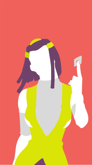 Woman yellow dress giantess portrait - de stijl free wallpaper