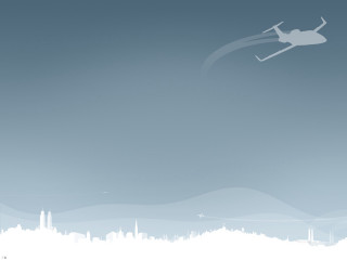 Skier flying city skyline blue - a white outline free wallpaper